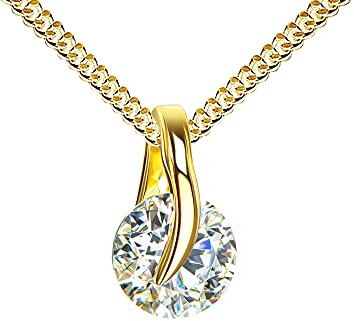 JEVELION 333 Gold-Anhänger 333 Gold 8 Karat mit Zirkonia-Stein in edlem Design Mit Panzerkette - Kettenlänge 60 cm.