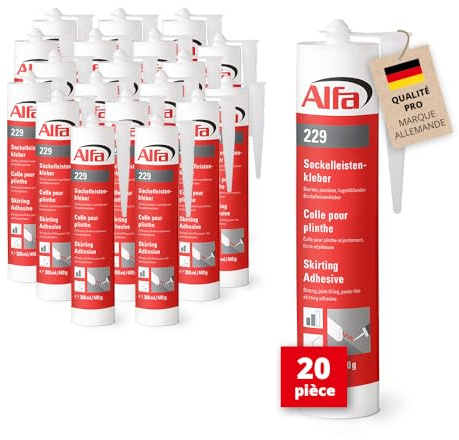 Alfa Colle pour plinthes – Fixation extrême 130 kg/m² – 20 pièces