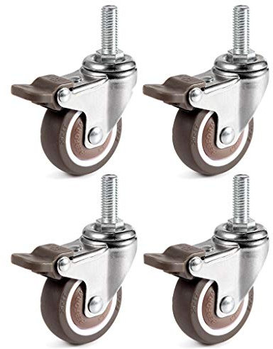 Skelang 4 pezzi ruote girevoli 25mm, ruote per mobili con asta M6 × 15mm, ruote piroettanti, per carrelli, carrelli, lettini, mobili, tavoli, scaffali, capacità di carico 15kg per ruota