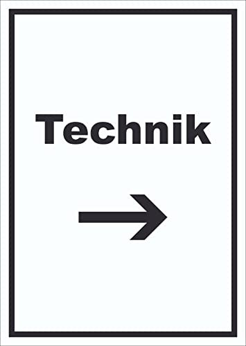 HB-Druck Technik Schild mit Text und Richtungspfeil rechts Hauswirtschaftsraum hochkant A2 Rückseite selbstklebend