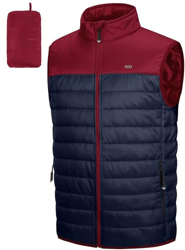 33,000ft Men's Lightweight Packable Insulated Puffer Vest Outerwear, Warm Winter Sleeveless Jacket for Golf Running