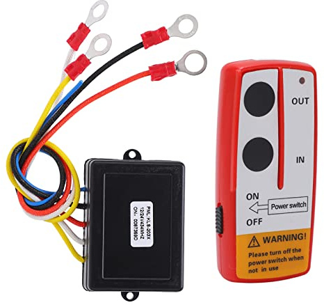 Interruptor Portátil, 12v 24v 75 pies Distancia Control Heavy Duty Operación Simple Cabrestante Kit Control remoto inalámbrico portátil con receptor para camión Atv Suv Rojo