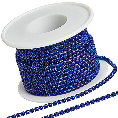 GORGECRAFT 10 Yards/9mx2.5 mm Strasskette Funkelnde Kristall-Strass-Klauen-Kettenbesatz Für Heimwerker-Näharbeiten, Schmuck, Perlenherstellung, Zubehör, Hochzeitsdekoration, Blau