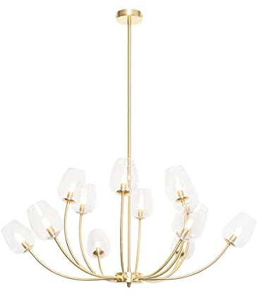 Qazqa - Klassisch I Antik Klassische Hängelampe I Pendellampe I Pendelleuchte Gold I Messing mit Glas 12 Lichter - Elien I Wohnzimmer I Schlafzimmer - Stahl Rund - LED geeignet G9