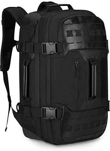HUNTVP 50L Sac a Dos Voyage, Grand Sac à Dos Randonnée Molle Homme Femme Sac de Bagage Multifonction Tactique Militaire pour Escalade Chasse Camping Randonnée Cyclisme Sports et Plein Air (Noir-50L)