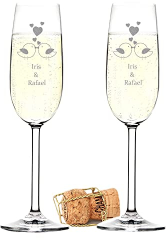 polar-effekt 2er Set Sektgläser für Paare, Personalisierte Champagnergläser als Geschenk zur Hochzeit, Jahrestag, Sektempfang am Standesamt beim Ja-Wort oder als Freundschaft BFF