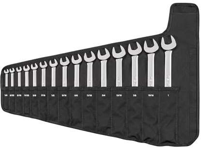 TEKTON Combination Wrench Set with Roll, 15-Piece (1/4-1 in.) | WCB94102