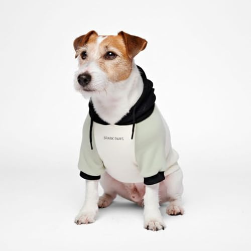 Spark Paws hundhuvtröja – premiumkvalitet, mjuk mjuk och överlägsen komfort och passform, lugnande fleeceinteriör, lämplig för alla raser – olivkräm – L