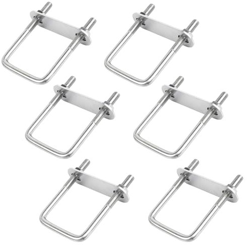 6 Stücke M6 Bügelbolzen 100mm x 50mm U Bolzen Verschluss Edelstahl Bügelschrauben U-Schrauben mit Mutter und Rahmenplatte für Rohr Befestigung Auto Abschleppen