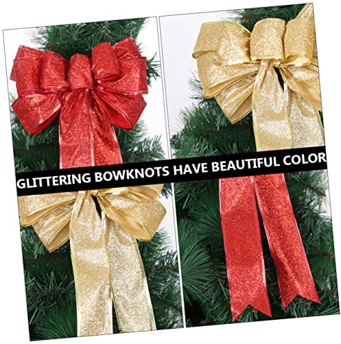 ABOOFAN Rot-goldene Weihnachtsbaumschleifen für Geschenkbox-Dekoration Weihnachtsschleifen aus Hochwertigem mit Glitzerpuder für Festliche Stimmung