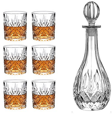 YOtat Ensemble De Verres À Whisky en Cristal De 4 Verres, Gobelets De Bar À L'Ancienne De 7,7 Oz pour Boire des Cocktails De Whisky Écossais Bourbon, du Cognac pour Papa (Ensemble De 6 Tasses)