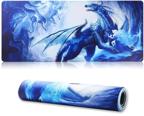 Hosimoln Gaming Mouse Pad,Large Mouse Pad Size 80x30cm Thickness 3mm,Premium-Textured Non-Slip & Waterproof Computer Mousepad with Stitched Edges for Gaming,Office & Home80x30Girldragon006
