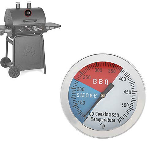 Thermomètre pour Barbecue en Acier Inoxydable, Température Précise de 100 à 550 ℉, Capot Rond pour Barbecue, Four et Gril