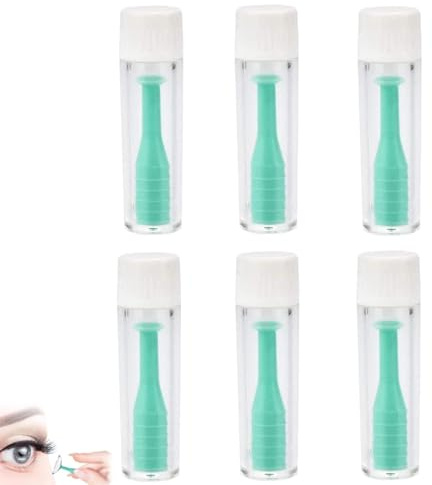 Bessy shop Kontaktlinsensauger,6 Stück Sauger Für Harte Linsen Weiche Kontaktlinse Grün Einsetzer Entferner Einfacher Silikon-Kontaktlinsen-Saugnapf mit Flasche,Grün