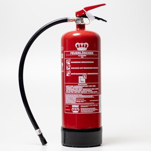 König 6L Wasser-Dauerdruck-Feuerlöscher 4LE (DIN EN3) mit Monometer, Wandhalerung und Instandhaltungsnachweis