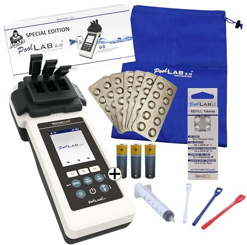 AlphFa PoolLAB 2.0 Special Edition inkl. 140 Testtabletten - Wassertester für Pools (Photometer) Bluetooth WLAN Pooltester Messgerät Chlor pH-Wert Phenol Red Alkalinity M Cyanursäure