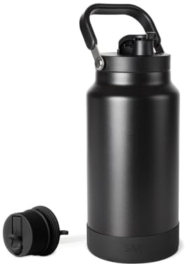 Simple Modern Trek Pivot | Half Gallon Water Bottle Jug with Handle & Boot | Interchangeable Straw & Chug Lids | Large Insulated Stainless Steel | Sports Camping Outdoors | 64oz, Midnight Black