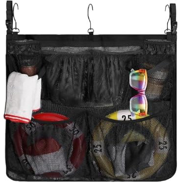 Pool Float Storage Mesh Bag,Mesh Pool Toy Holder | Swimming Pool Side Organizer with 3 Large Hooks for Garden, Indoor Pool Floats