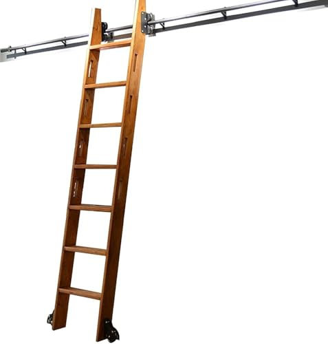 Rolling Library Ladder Heavy Duty Slide Rails Hardware Kit | Sliding Ladder Rail Track Kit | Rolling Ladders for Bookshelf Warehouse, with Floor Roller Wheels(Size:6.6ft/200cm Track Kit)