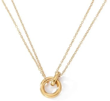 Hmsanase Tendencias Collar Colgante Cadena Hombre Mujer Joyas Necklace Collar Con Colgante Redondo Doble Simple Para Mujer, Cadena De Pareja, Regalo De Amigos Para Fiesta De Boda 1