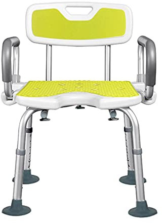 HPTHLY Duschstühle für Senioren mit Arm- und Rückenlehne, Verstellbarer, robuster, barrierefreier Duschsitz in U-Form für ältere Mensche,(White a)