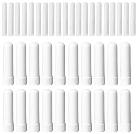DHWEKU 20 Pièces Stick Inhalateur pour Huiles Essentielles Nez,Tubes Inhalateurs Réutilisable Plastiques Vides Aromathérapie avec 20 Mèches Bonne Hygroscopique
