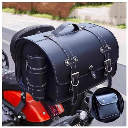 VODHXA Motorrad Hecktasche für Piaggio Medley 2017-2023, Motorrad Gepäcktasche Wasserdichter Hecktasche Große Kapazität Motorradtasche, Retro Motorrad Satteltasche,A Black