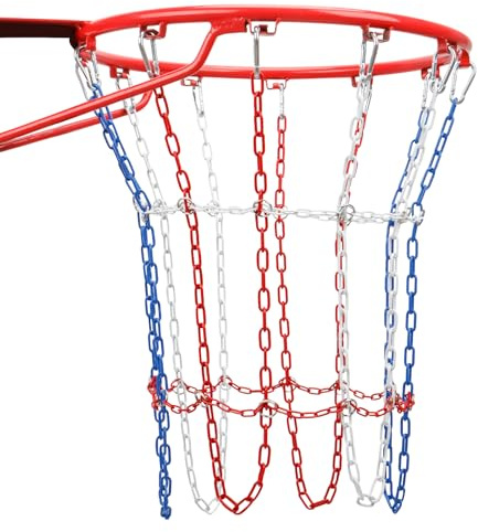 WWFFEN Metal Basketball Net Replacement, Heavy Duty Carbon Steel Chain Net for Basketball Hoop, Anti-Rust Use Indoor Outdoor Standard (12 Links), Quick Installation