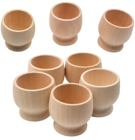 Juego de 8 hueveras de madera, soporte para huevos hervidos, decoración de Pascua