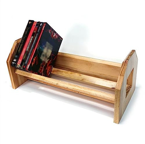 Schallplattenständer Schallplatten-Aufbewahrungshalter, Tisch-CD-Ausstellungsständer, Musikalbum-Aufbewahrungsregal aus Kiefernholz im Vintage-Stil, bietet Platz for bis zu 50 Alben oder CDs Schallpla