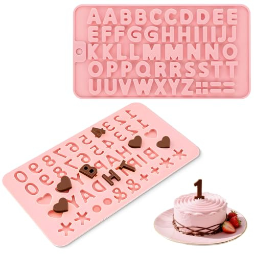 AYAWOW 2 Pcs Silicone Molds Letter Mold and Number Chocolate Edible Letters for Cake Decorating Candy Molds For Birthday Party