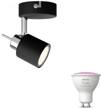 Philips Hue Meranti Aufbaustrahler (Schwarz) - 1-Flammig - Weiß/Farbe | Wand- oder Deckenstrahler - GU10 - Hue White and Color Ambiance