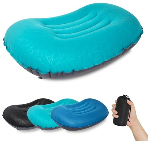ATEPA Aufblasbares Camping Kissen, Ultraleicht Reisekissen, 90 g | Wasserdicht, Ergonomische Unterstützung, Auslaufsicheres Luftventil, Kompakt, Wandern, Camping, Reisen