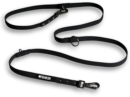 Fenrir - Dog Training Leash - Heavy Duty Dog - Double Ended Carabiner - Long Dog Lead - Non-Slip Lead Waterproof Gear for Large & Small Dogs Puppy - 2.1m (Black)
