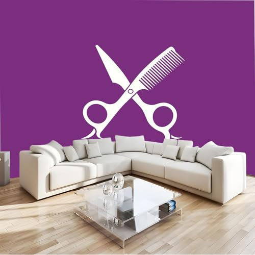 Viola Carta da parati stampata in 3D, Forbici E Pettine Minimalisti carta parati fotomurale murale murali murals rimovibile Non Tessuto per soggiorno sfondo TV e divano, 400 x 280 cm