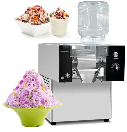 Electric Ice Crusher Machine, 80kg/day High Capacity, Air Cooling for Smoothies, Cocktails, and Desserts in Home, Food Trucks, and Restaurants