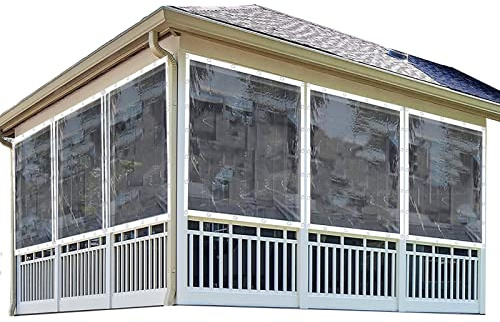 Transparent Tarpaulin Balcony Cover Waterproof Dustproof Tarp Plant Shed for Balconies & Carports Customizable Size (5x6m/16.4x19.68ft)