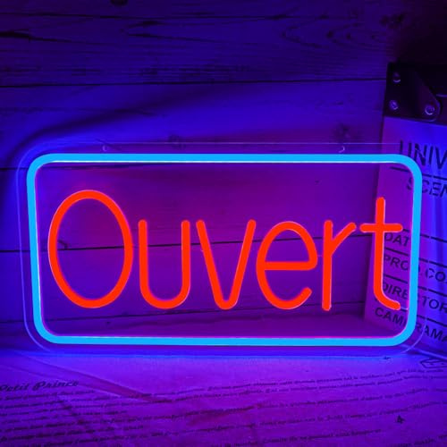 Flixyticy Enseigne Lumineuse Néon Ouvert Pour Décoration Murale, Plaque de Porte Open LED Alimenté par USB avec Interrupteur à Intensité Variable Pour Bars, Cafés, Restaurants, Hôtels(Ouvert)
