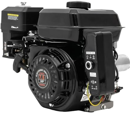 Tipyoumall 7.5HP 4 Stroke Gas Engine 210CC Electric Start Horizontal Engine OHV Gasoline Engine Upgrade Version for Go Kart Pressure Washers Log Splitters