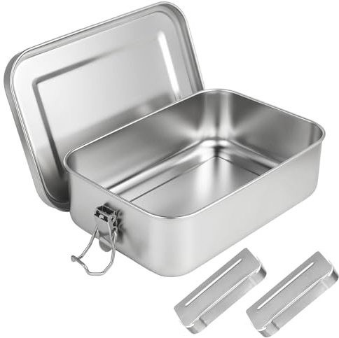 IMALPQPP Lunchbox Edelstahl – 1400ml robuste und langlebige Brotdose Edelstahl mit Fächern, Lunchbox Erwachsene Edelstahl und auch als Brotdose Kinder mit Fächern Edelstahl geeignet