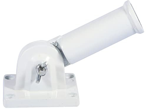 Yctze Flag Pole Bracket Wall Mount Holder Bracket White Metal Flag Pole Windsock Base with Screws Heavy Duty Holder -, Lawn & Garden/Décor/Flagpole Hardware