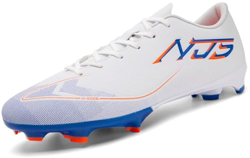 NUTTOPL Scarpe da Calcio Uomo Teenager Training All'aperto Sportivo Scarpe da Ginnastica da Erba Scarpe da Calcio per Competizioni Professionali Leggera e Traspirante Unisex Bianco Blu 45 EU