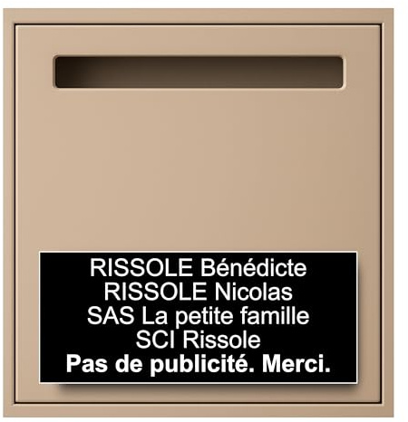 Plaque Boite Aux Lettres Personnalisable - 24x10 cm - 1 à 6 Lignes - Signaletique Personnalisée Gravée Grand Format - Étiquette Avec Nom Adhésive - Porte - Maison - Mur - Bureau (Noir)