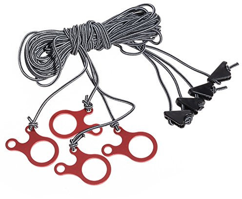 qeedo Reflektierende Zeltschnüre Quick Reflector Set, 4 x 3 m Abspannleinen hoch-reflektierend, Zelt-Schnur, Alu O-Ring