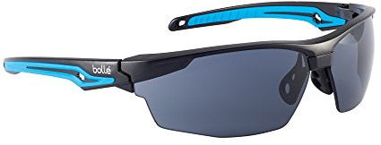 bollé Safety 40302, Tryon Safety Glasses Platinum®, Black/Blue Frame, Smoke Lenses, Universal