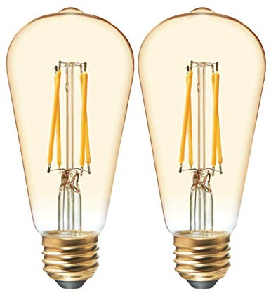 GE Lighting Vintage Edison Style LED Light Bulbs, 6 Watts (60 Watt Equivalent) Warm Candle Light, Amber Glass, Medium Base, Dimmable (2 Pack)