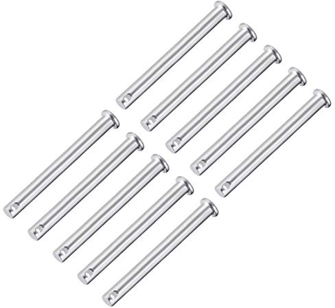sourcing map 10 Stück Steckbolzen Einloch Gabelbolzen Lastösenbolzen 8mm x 80mm Splintstift Flachkopf verzinkter Stahl