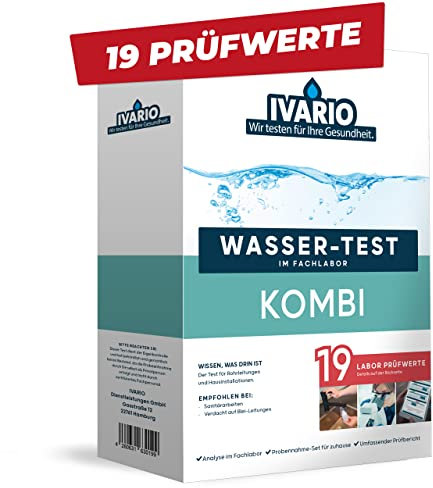 IVARIO Labor-Wassertest Kombi (19-in-1) für Trinkwasser, Experten-Analyse im Deutschen Fachlabor. Leitungswasser-Test mit 19 Prüfwerten