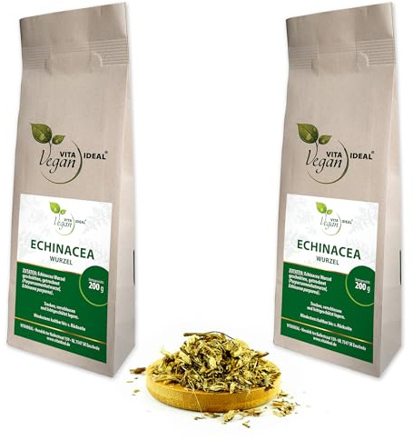 VITA IDEAL Vegan® ECHINACEA - Purpurea Wurzel 2x 200g geschnitten & getrocknet - PURPUR SONNEN HUT Tee PURPURSONNENHUTWURZEL Purpursonnenhut Kräutertee, Tinktur & Aufguss. Kräutertee.