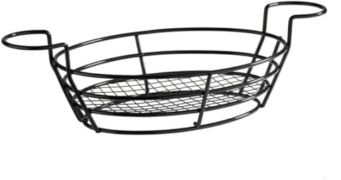 APS 40604 Serveringskorg Burger FriES-, 39,5 x 20 cm, H: 11 cm, metall, svart, med 2 hållare för